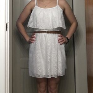 White spaghetti strapped (adjustable) dress